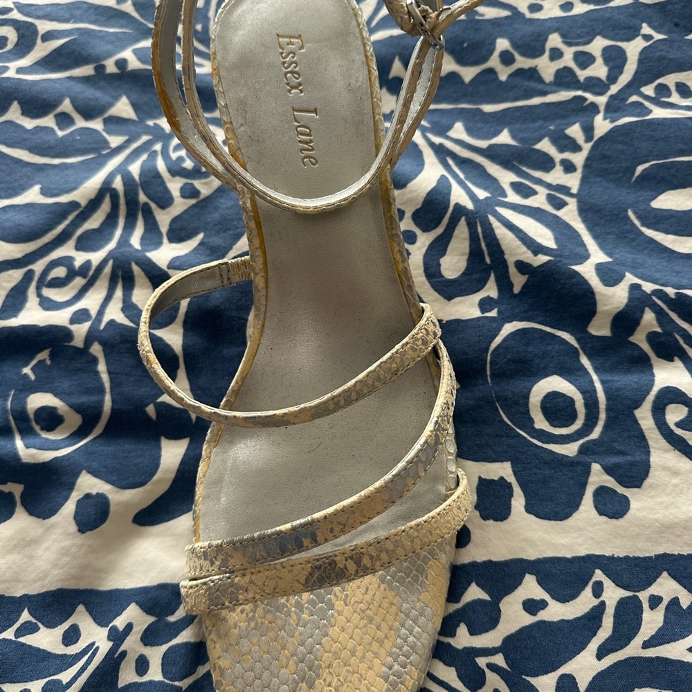 Essex Lane Metallic Gold Snake-Print Strappy Sandal